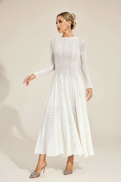 Armstrong White Lace Long Sleeve Dress