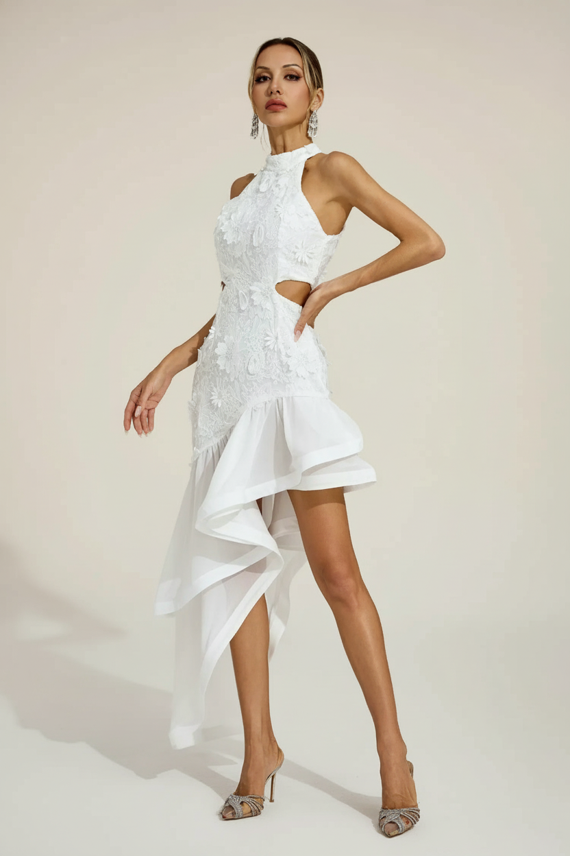 Ferdinand White Lace Cut Out Dress