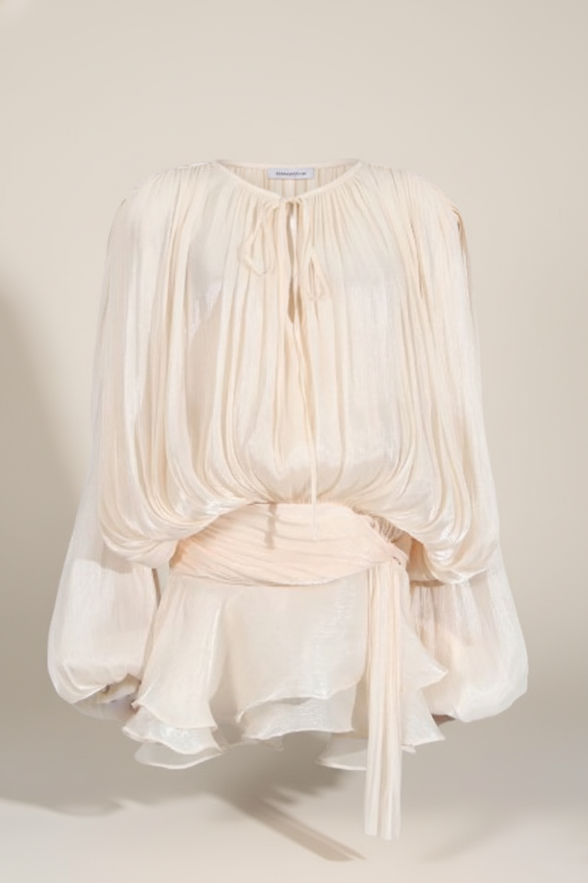 Gray Apricot Long Sleeve Mini Dress