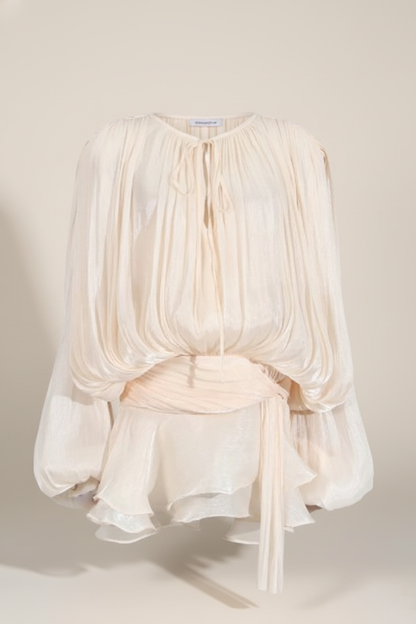 Gray Apricot Long Sleeve Mini Dress