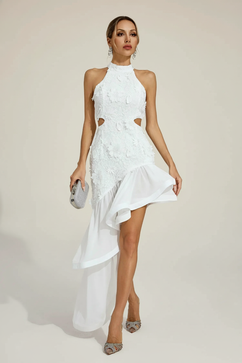 Ferdinand White Lace Cut Out Dress
