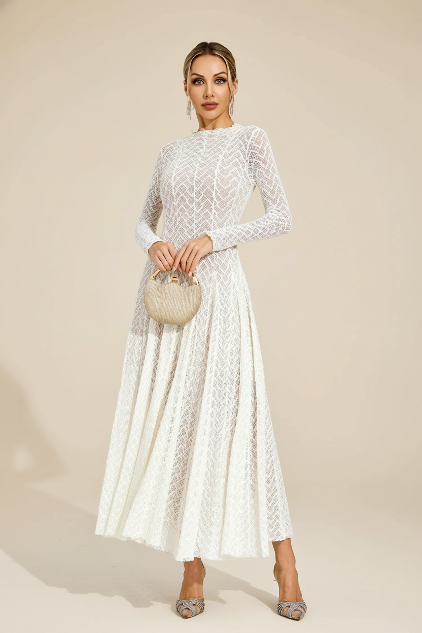 Armstrong White Lace Long Sleeve Dress