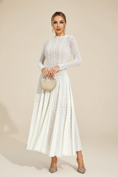 Armstrong White Lace Long Sleeve Dress