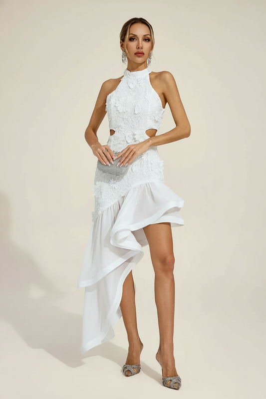 Ferdinand White Lace Cut Out Dress