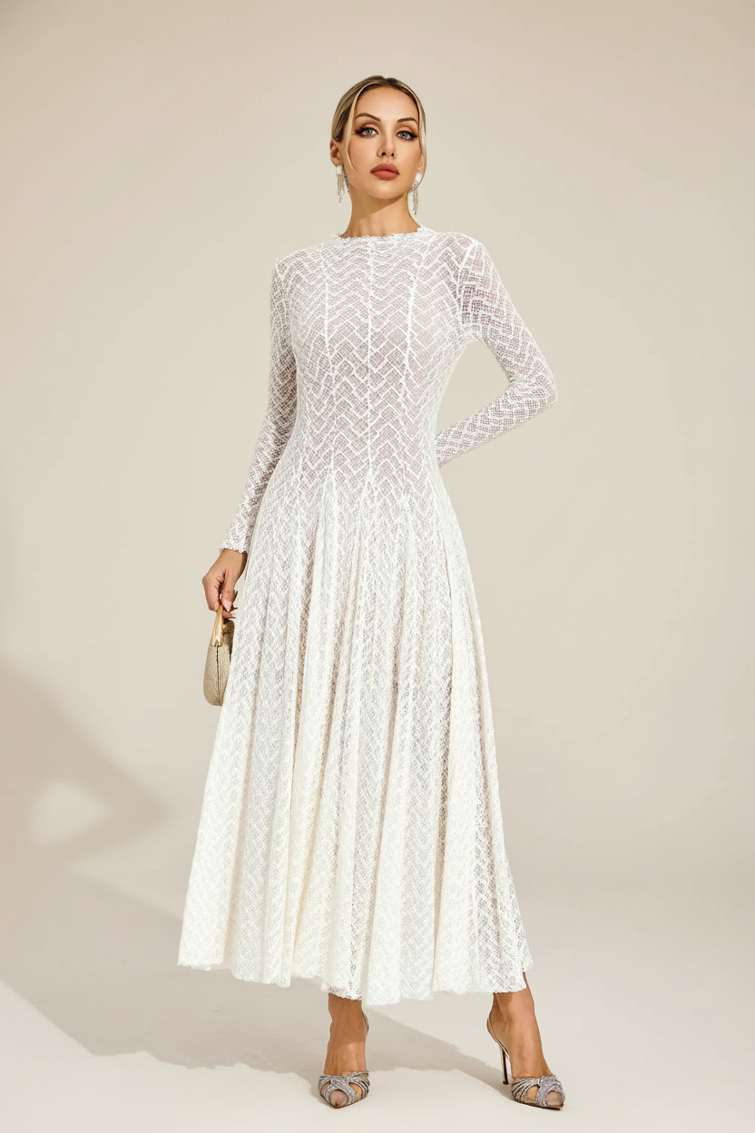 Armstrong White Lace Long Sleeve Dress