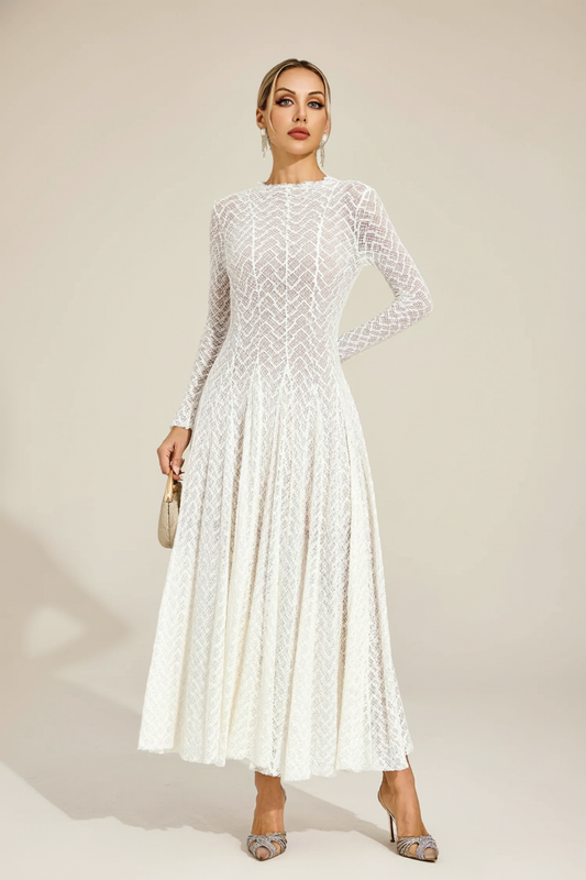 Armstrong White Lace Long Sleeve Dress