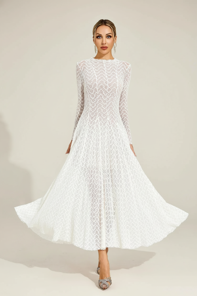 Armstrong White Lace Long Sleeve Dress